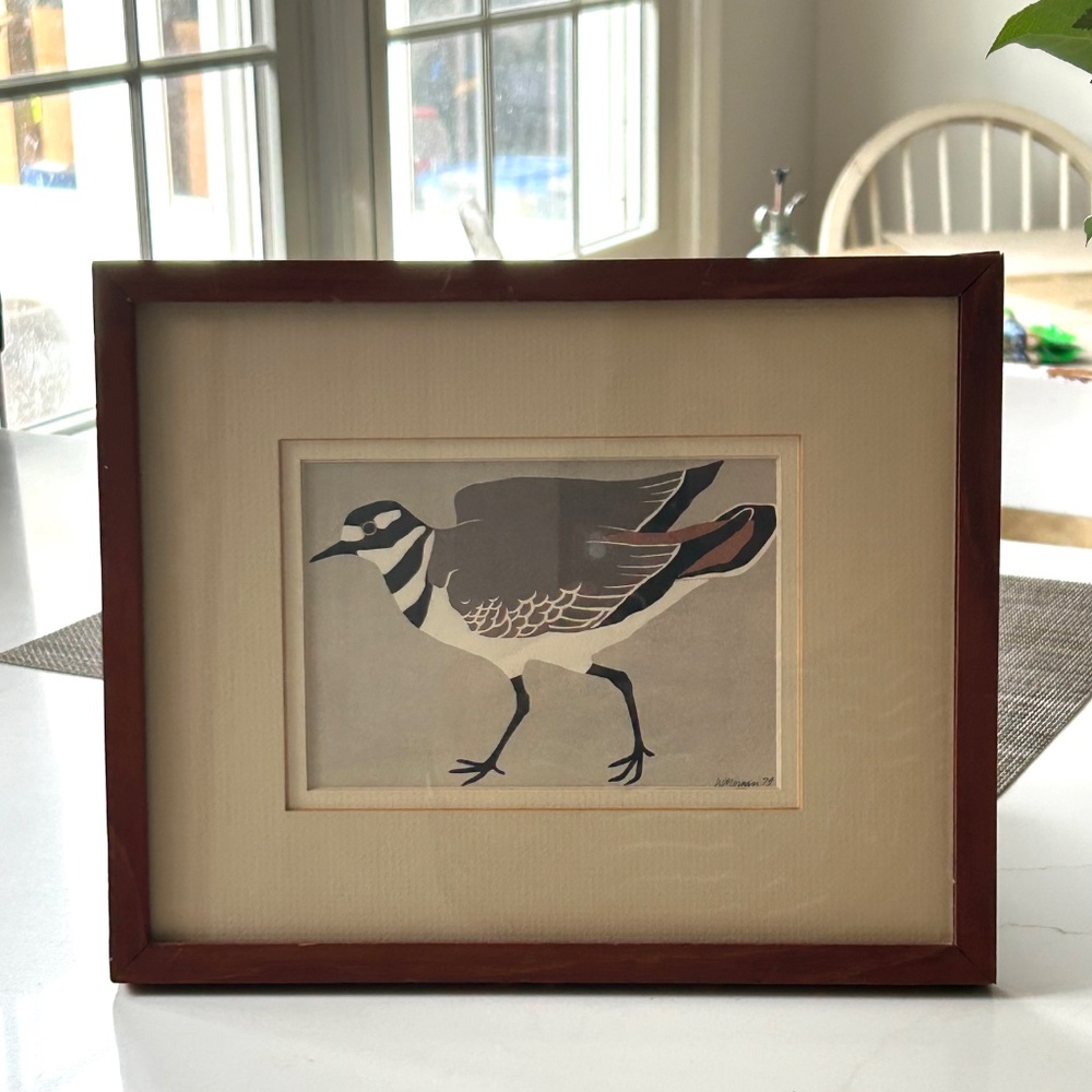 1979 Framed Original Signed Silkscreen “Killdeer Bird” By Artist Wendy Morgan - Picture 4 of 4